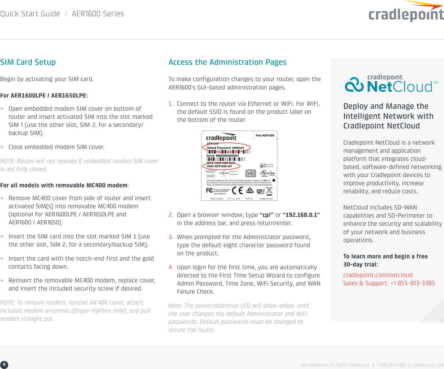 Page 4 of 5 - Cradlepoint_AER1600_Quick Start Cradlepoint AER1600 Quick