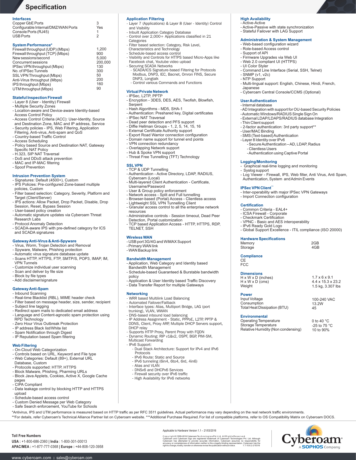 CR15iNG Datasheet Cyberoam CR15i NG