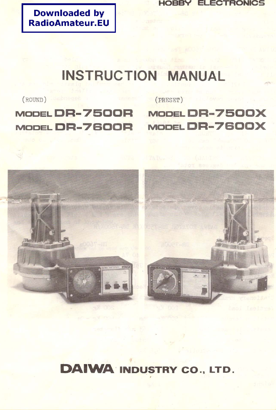 Page 1 of 8 - Daiwa - DR-7500 DR-7600 Instructions DAIWA--DR-7500-7600-Rotator-User-Manual