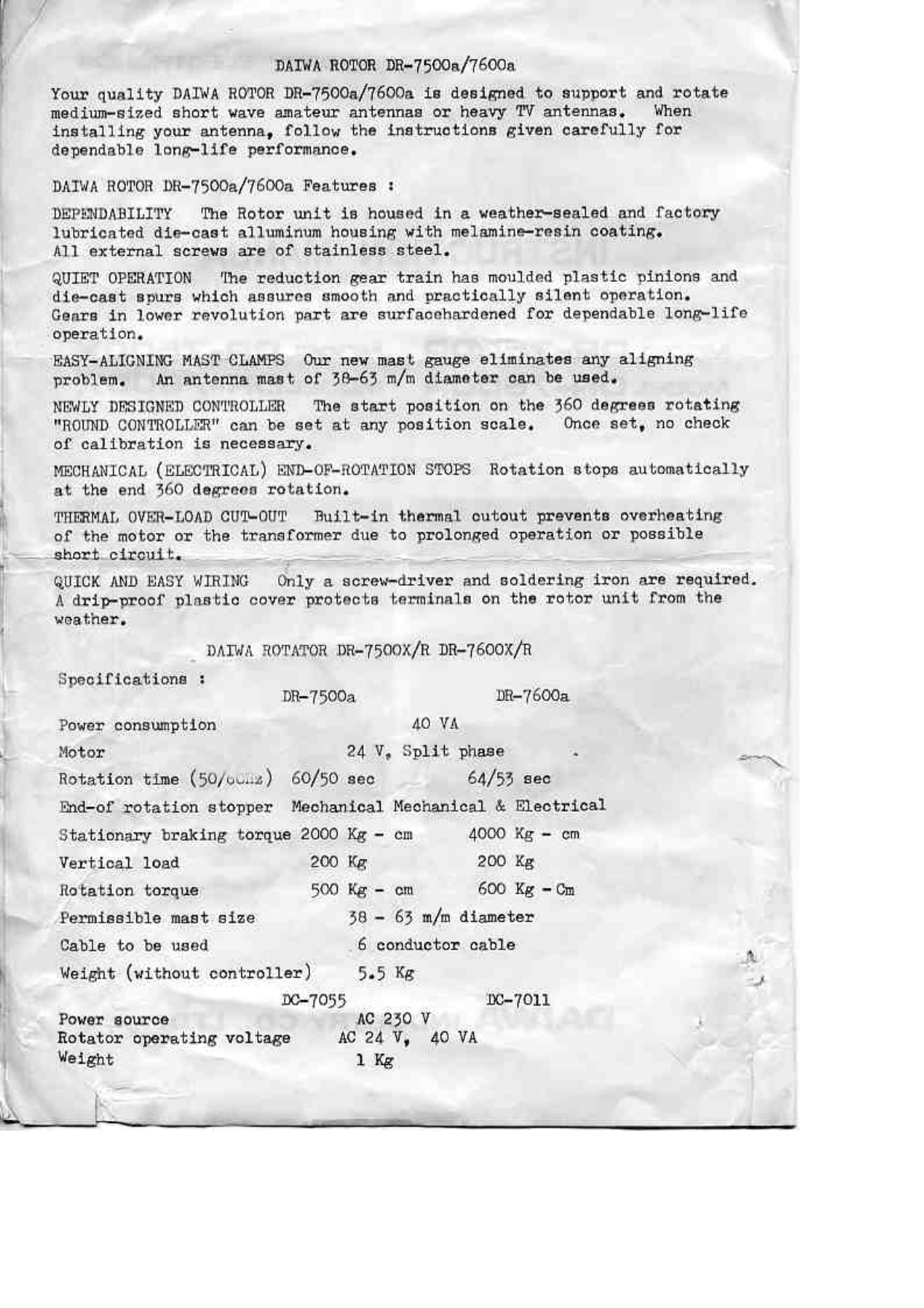 Page 2 of 10 - DAIWA--DR-7500-ROTATOR Manual1