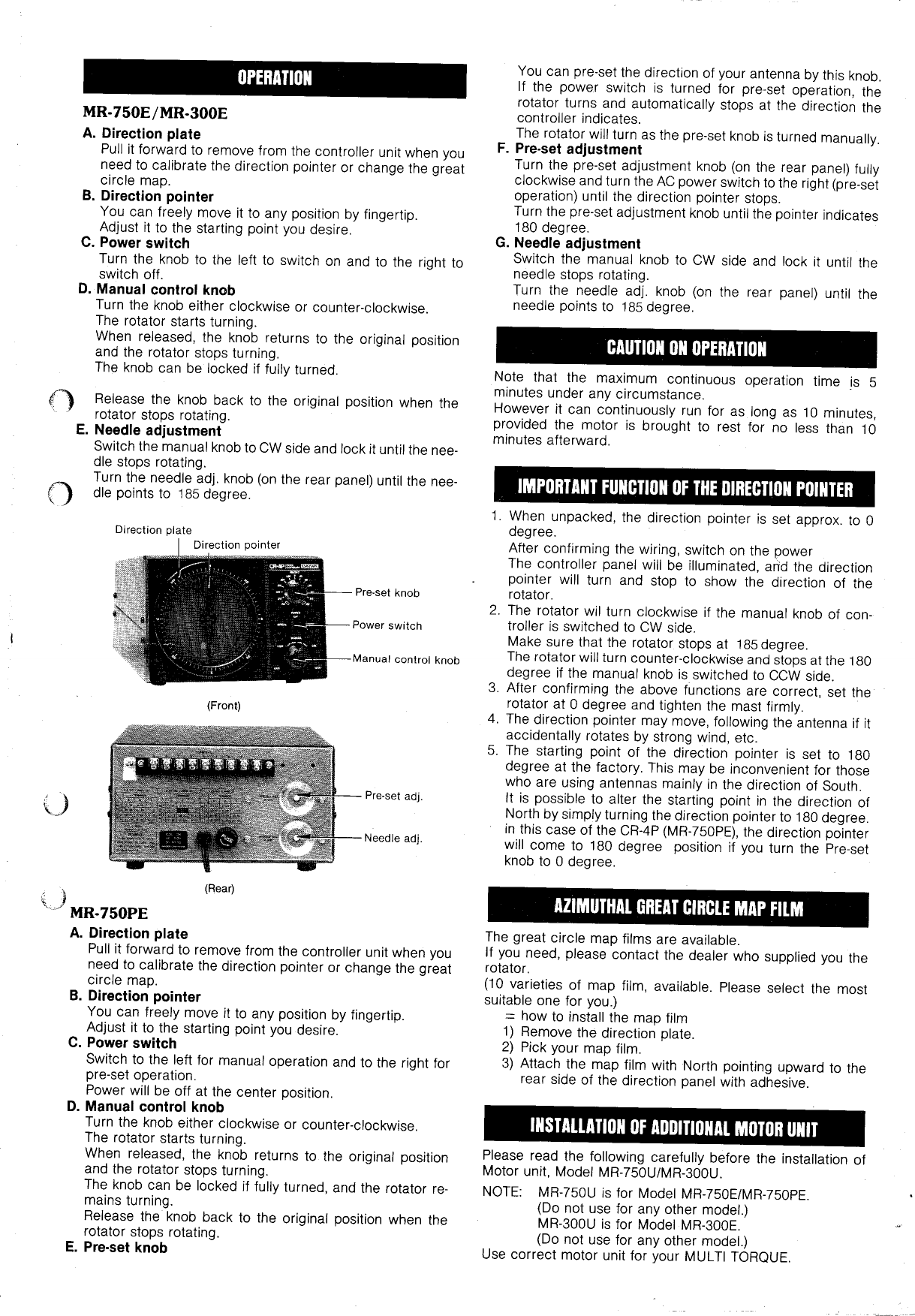 DAIWA MR 750 ROTATOR Manual