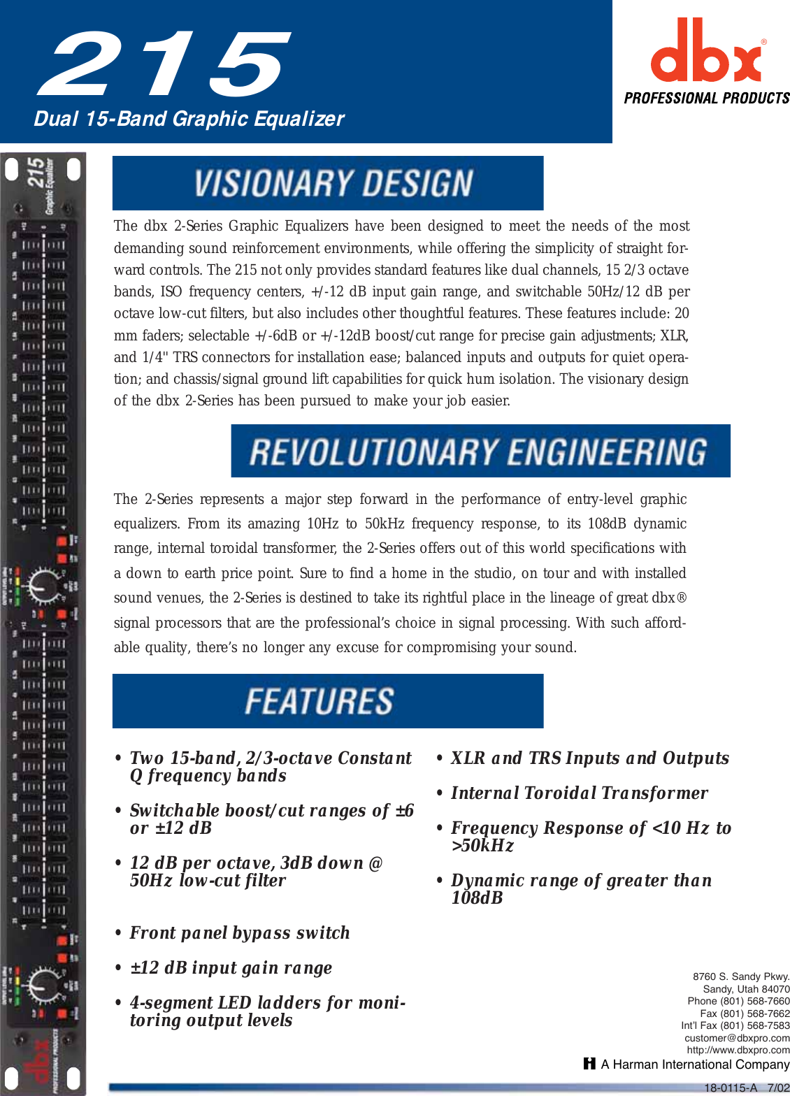 Page 1 of 2 - Dbx215 User Manual