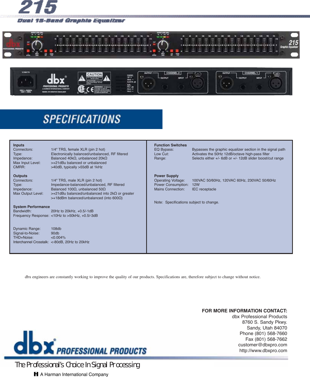 Page 2 of 2 - Dbx215 User Manual