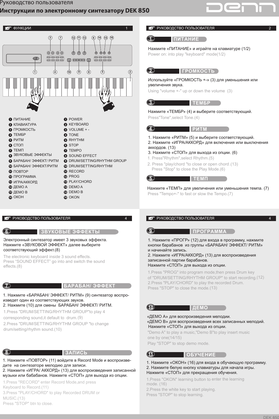 Page 1 of 1 - MS-013-3733 DEK 850 Manual RUS