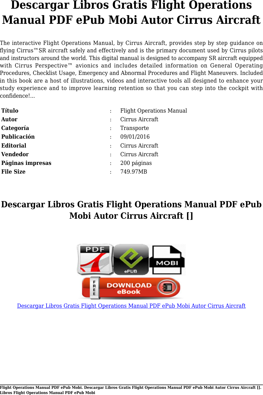 Page 2 of 11 - Descargar Libros Gratis Flight Operations Manual PDF EPub Mobi Autor Cirrus Aircraft E Pub