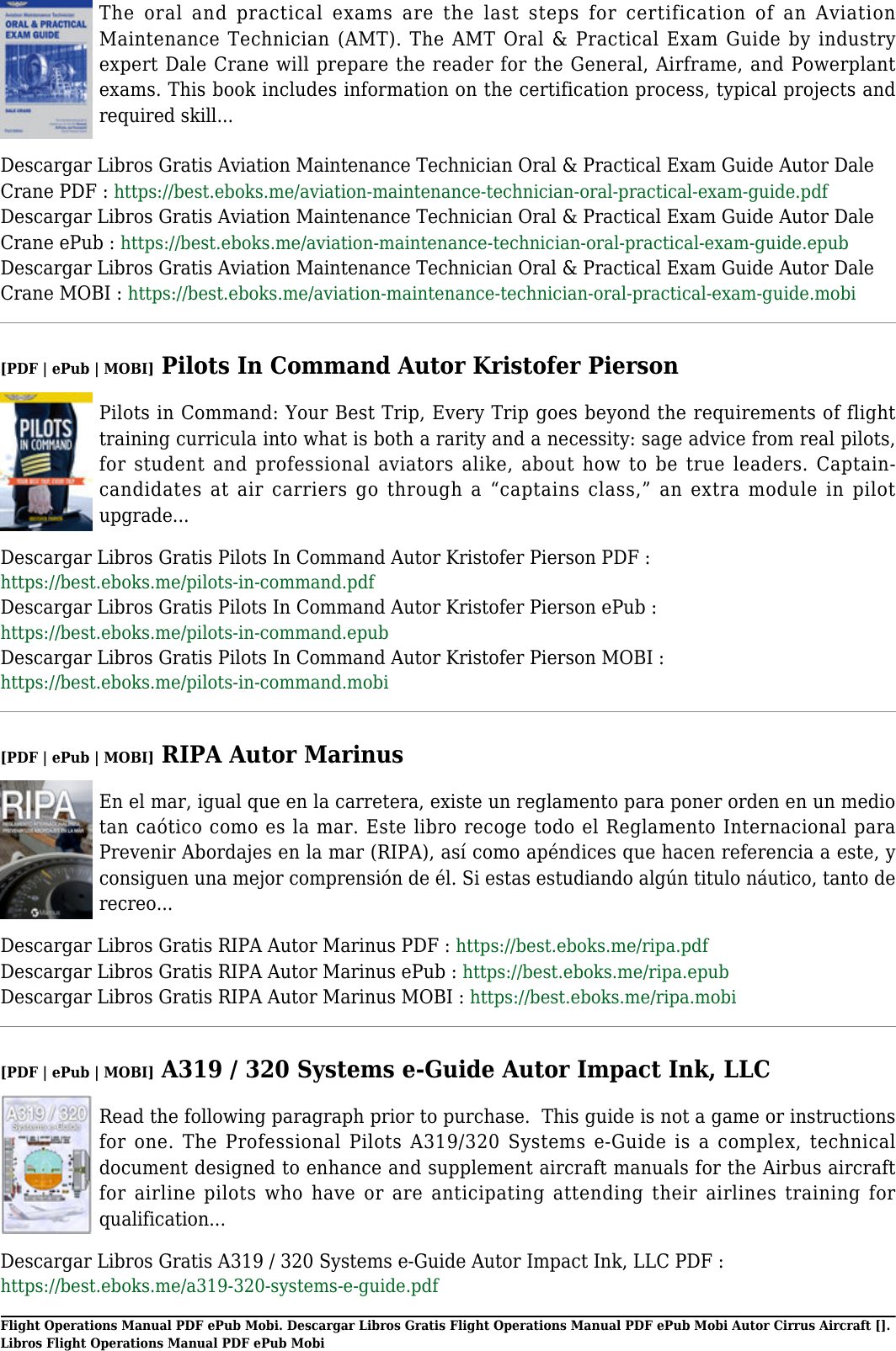 Page 9 of 11 - Descargar Libros Gratis Flight Operations Manual PDF EPub Mobi Autor Cirrus Aircraft E Pub