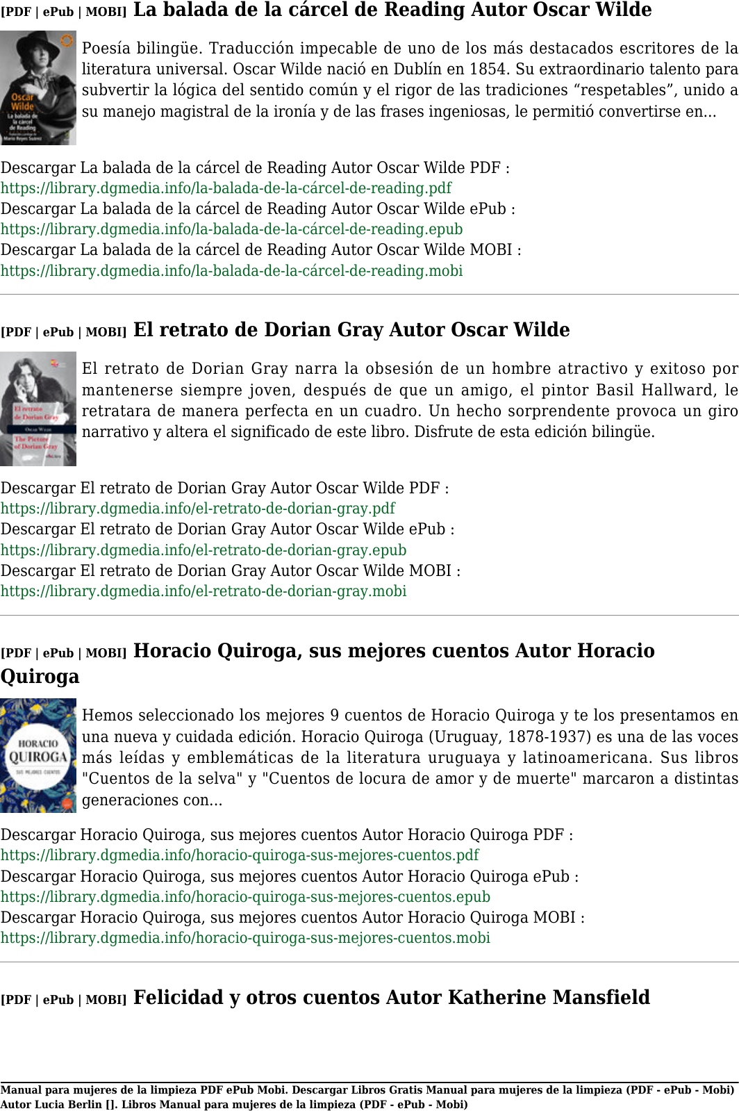 Page 10 of 11 - Descargar Libros Gratis Manual Para Mujeres De La Limpieza (PDF - EPub Mobi) Autor Lucia Berlin E Pub Por 2