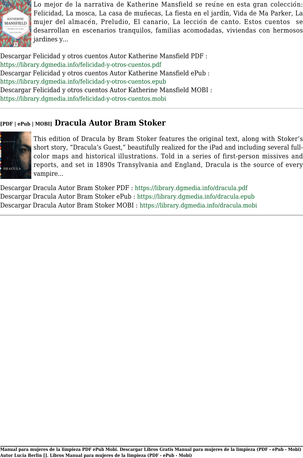 Page 11 of 11 - Descargar Libros Gratis Manual Para Mujeres De La Limpieza (PDF - EPub Mobi) Autor Lucia Berlin E Pub Por 2