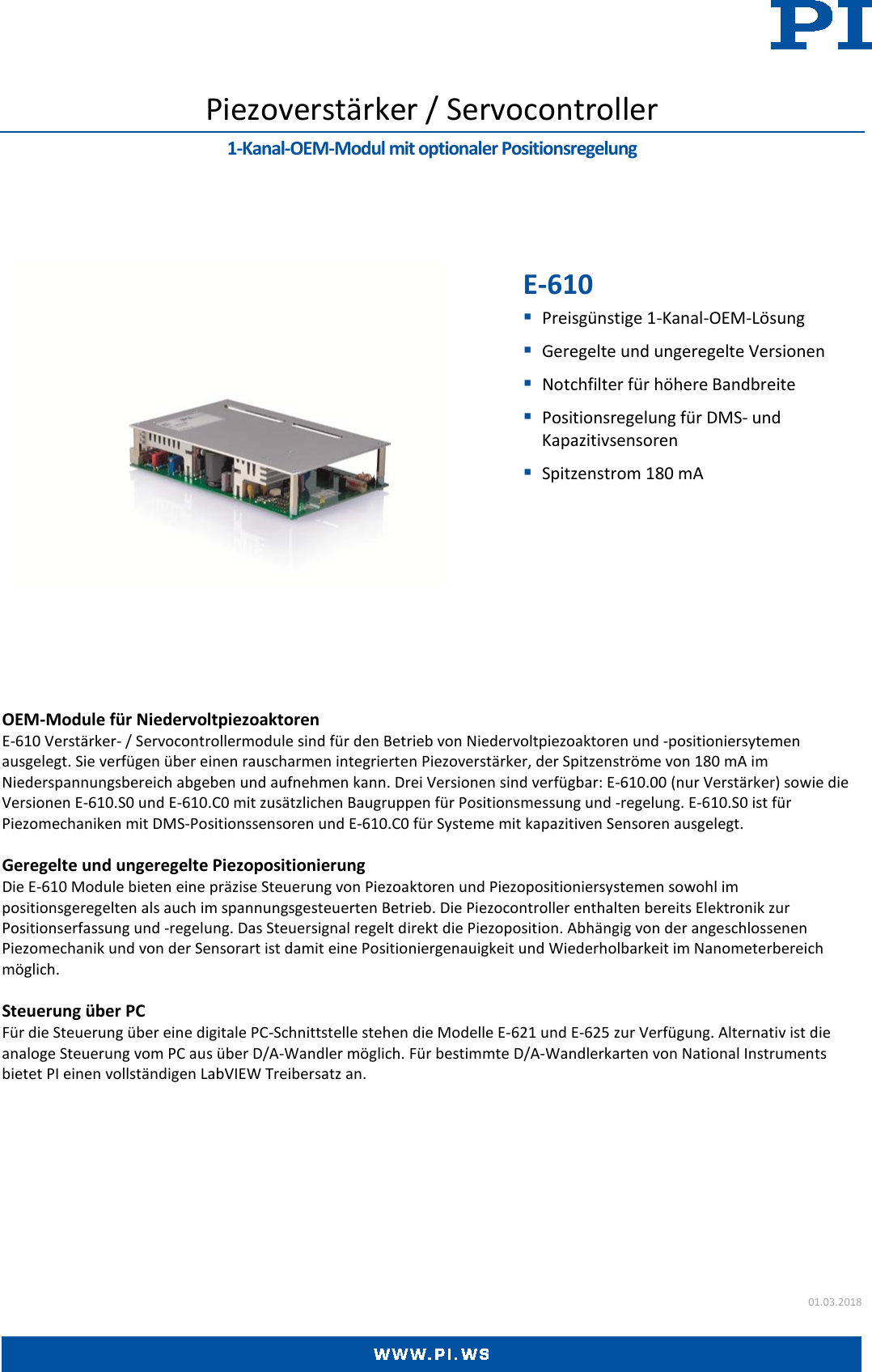 E 610 Datenblatt