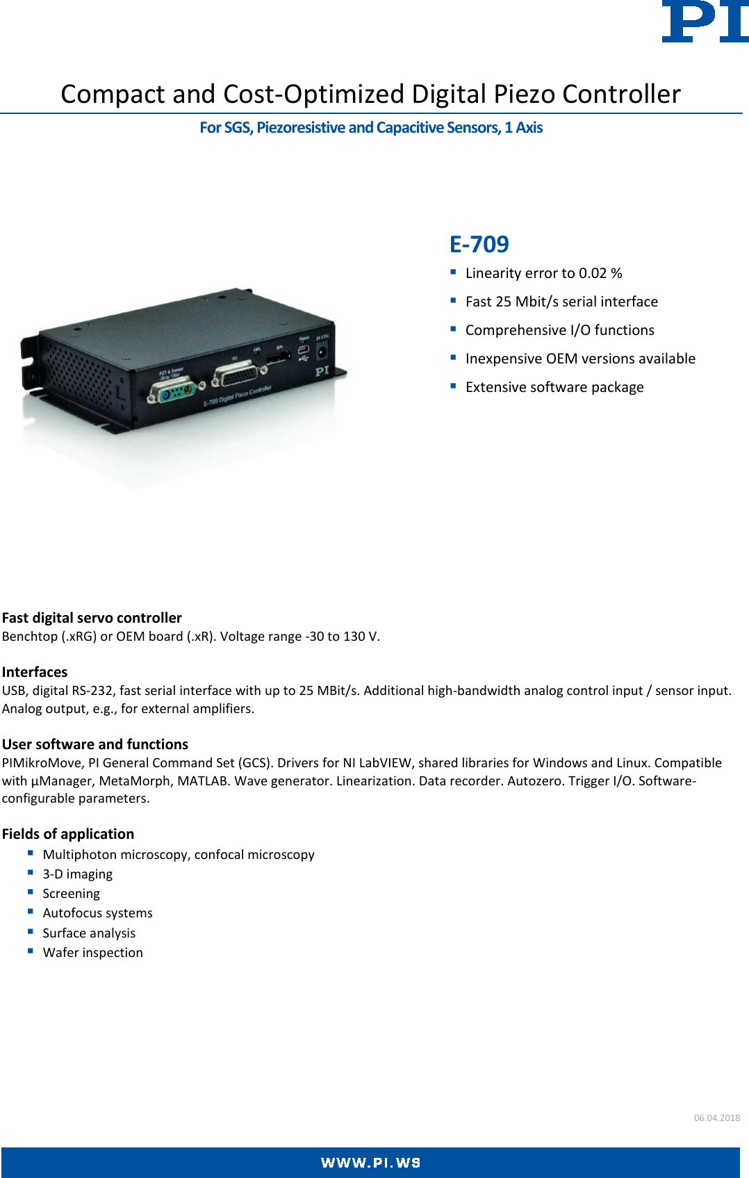 Page 1 of 5 - E-709 Datasheet  E-709-Datasheet