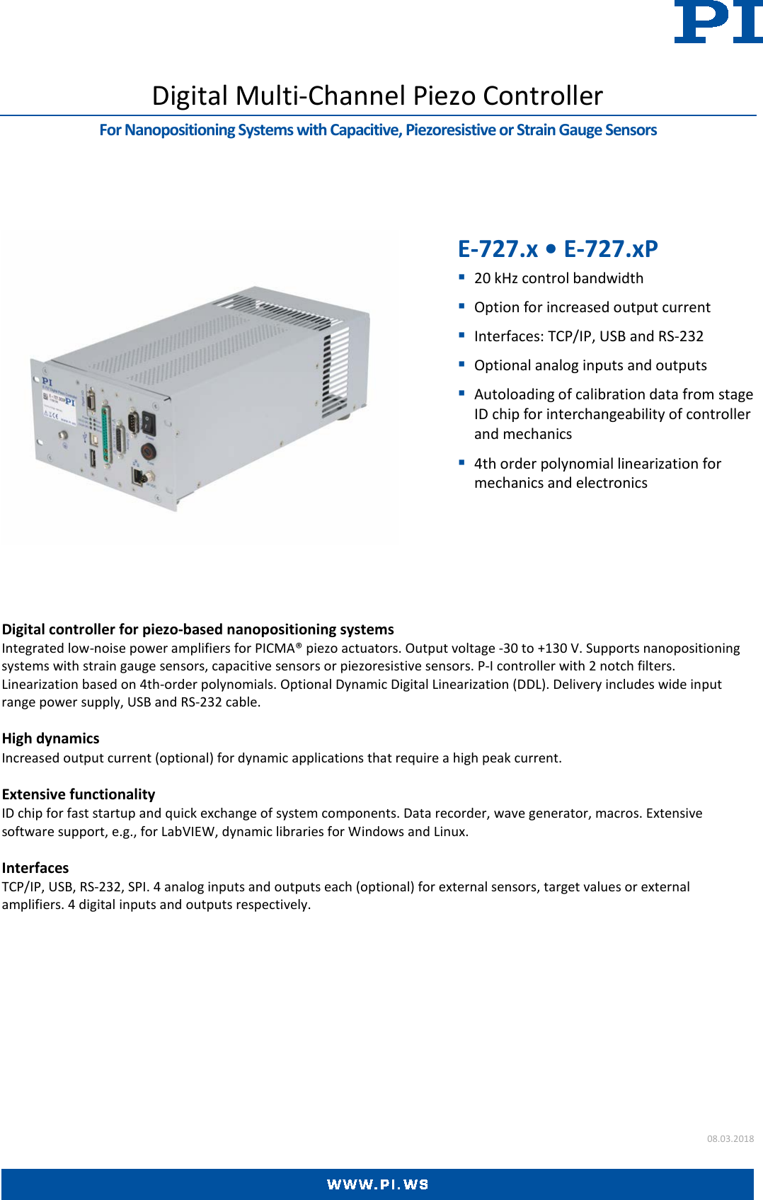 Page 1 of 8 - E-727.* • E-727.*P Datasheet  E-727.x AP-Datasheet