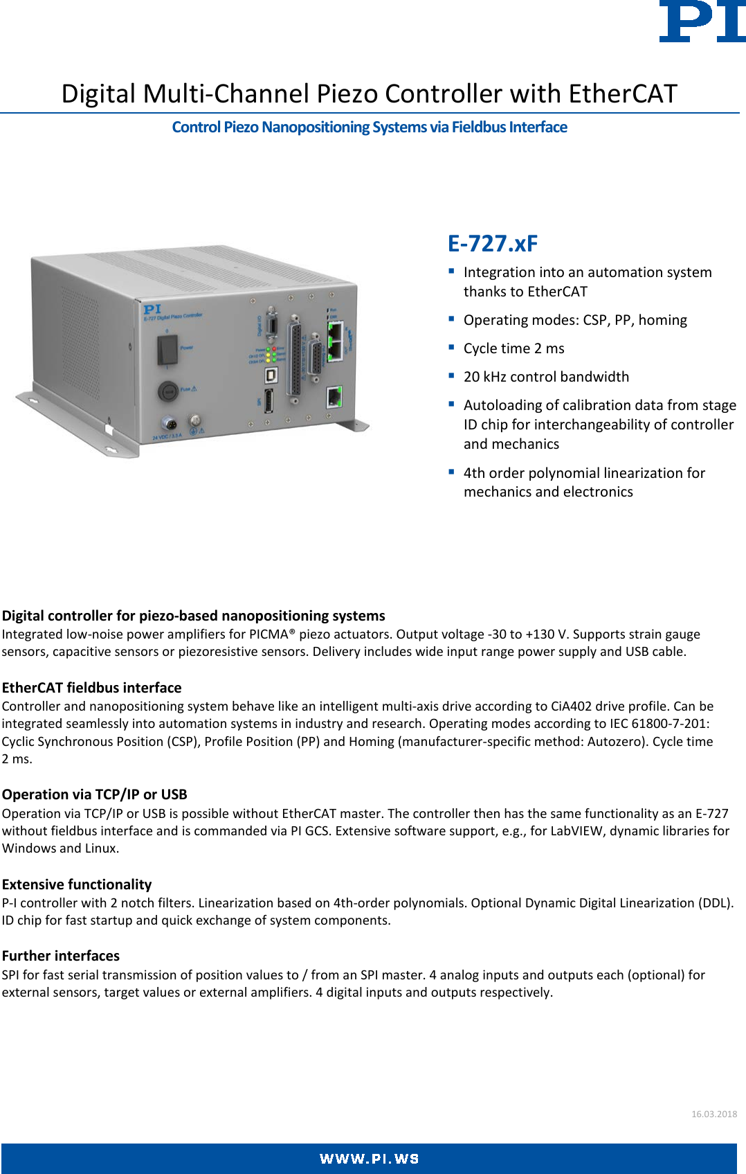 Page 1 of 4 - E-727.xF Datasheet  E-727.xxx F-Datasheet