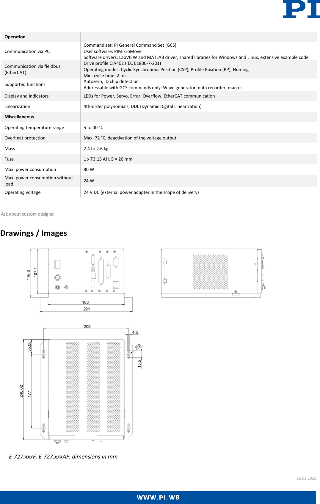 Page 3 of 4 - E-727.xF Datasheet  E-727.xxx F-Datasheet