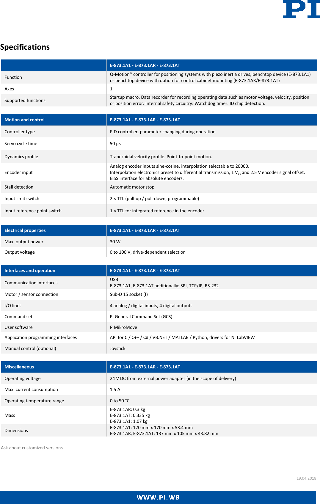 Page 2 of 5 - E-873 Datasheet  E-873-Datasheet