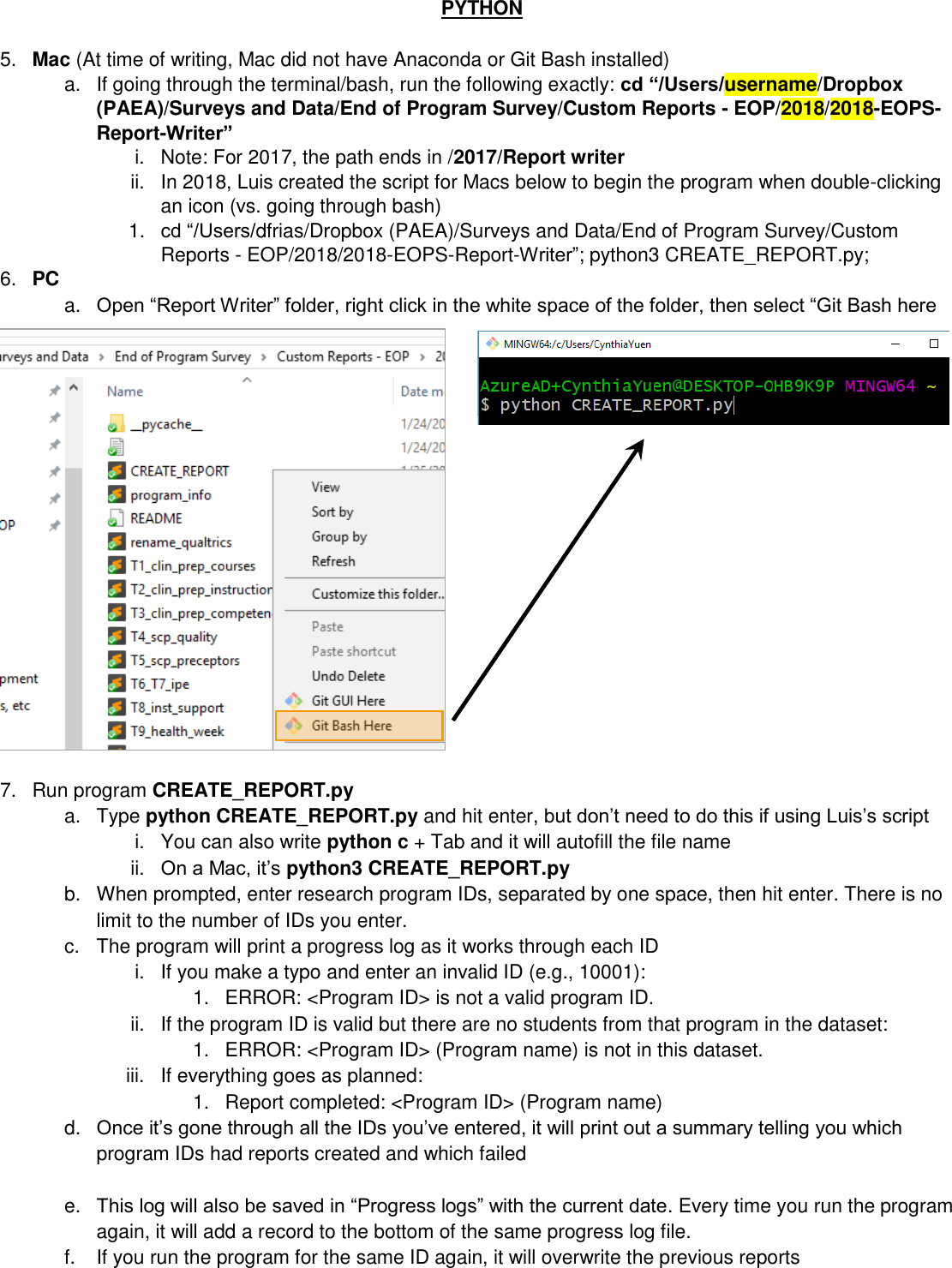 EOP Report Generation Instructions