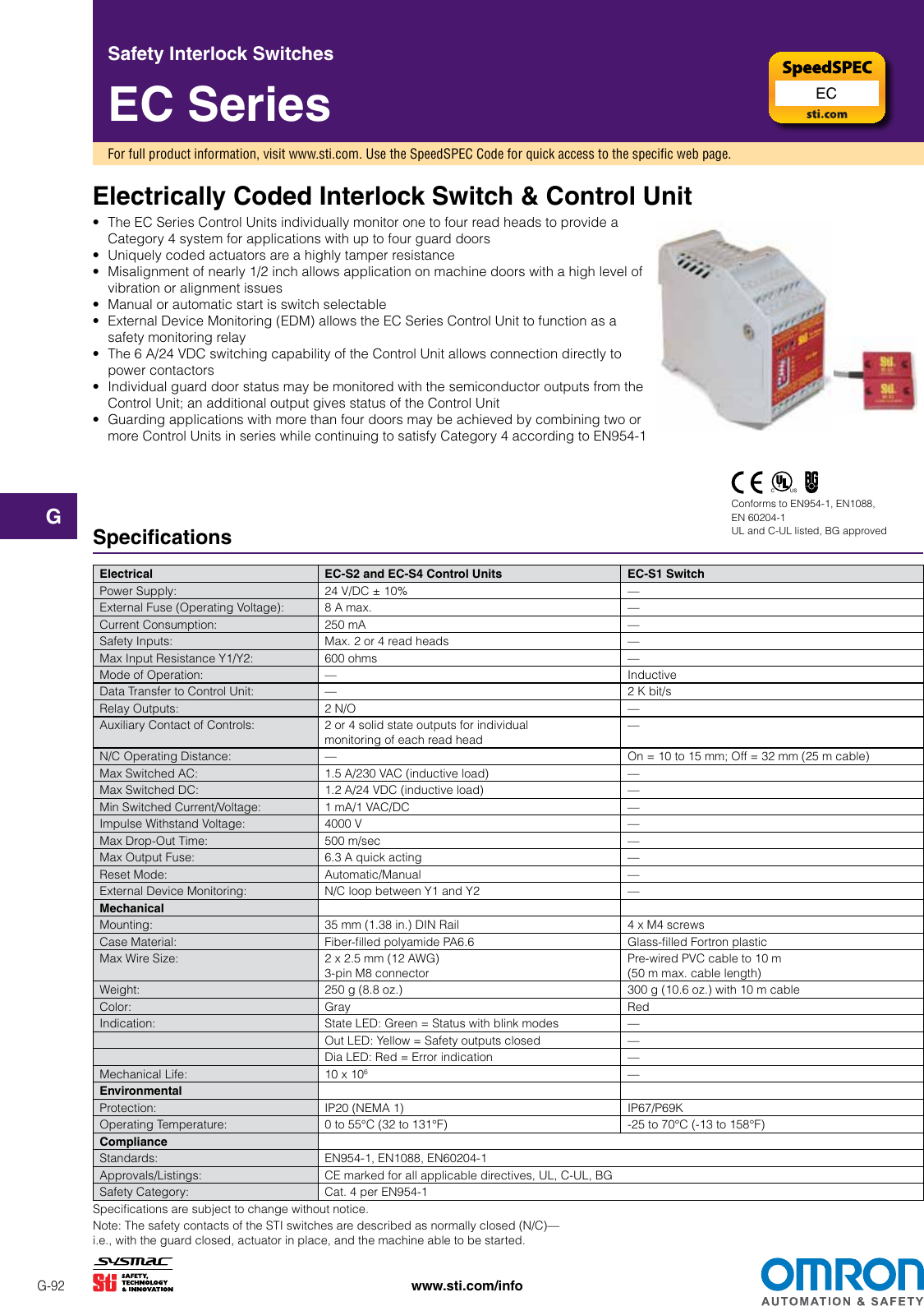 EC Series Electrically Coded Interlock Switch And Control Unit