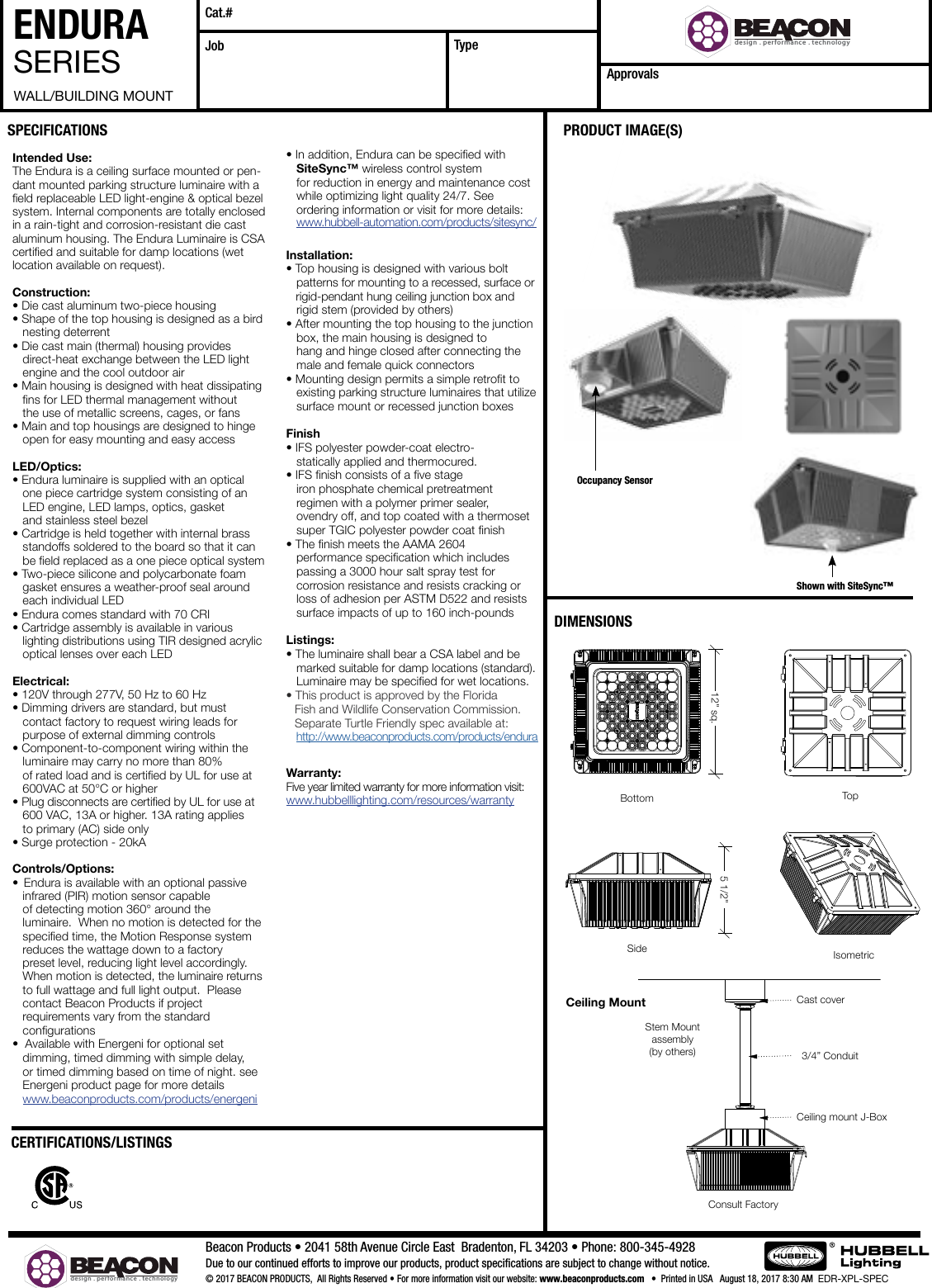 Page 1 of 4 - Endura Spec Sheet Xpl