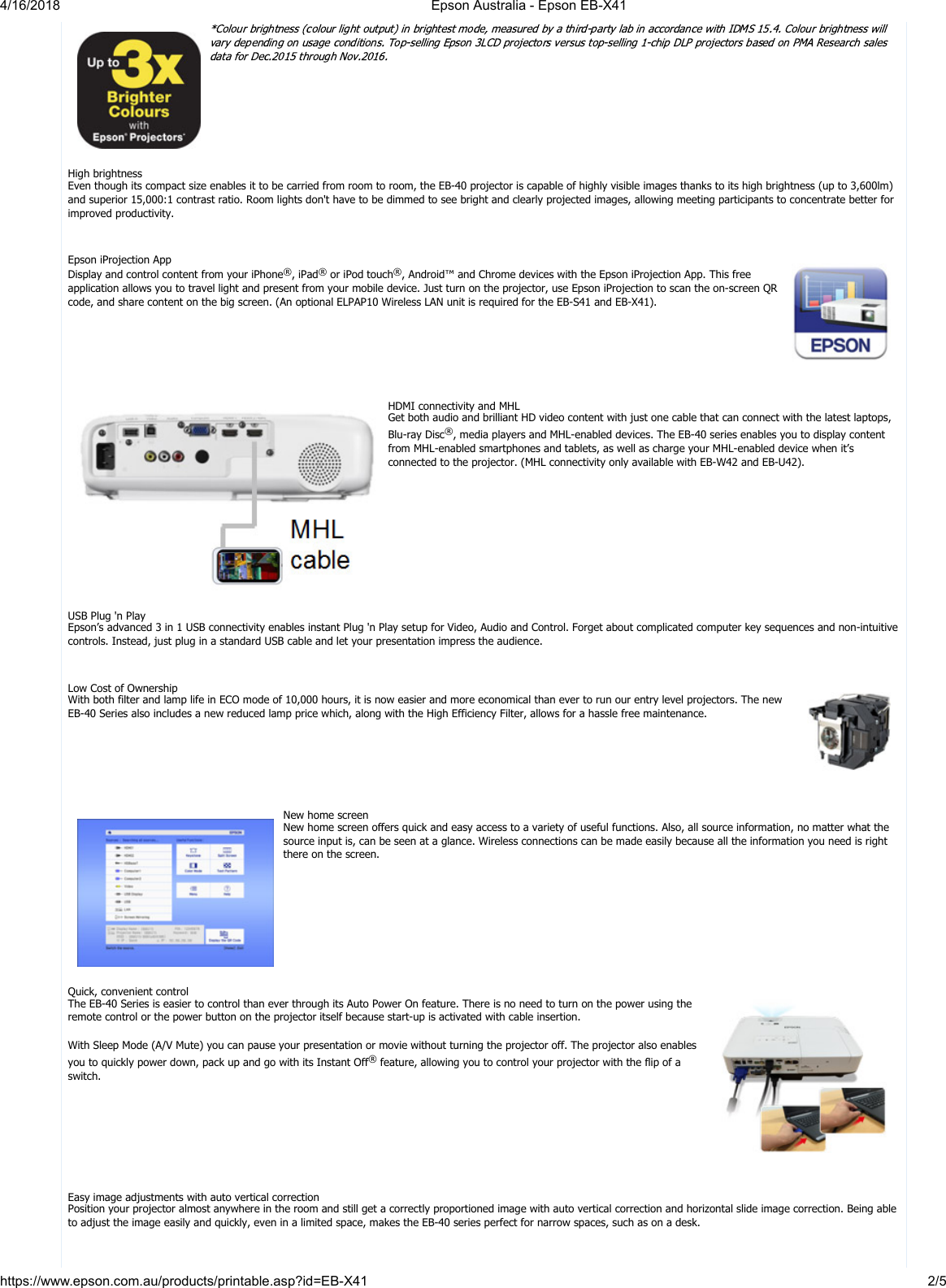 Page 2 of 5 - Epson-Australia-Epson-EB-X41