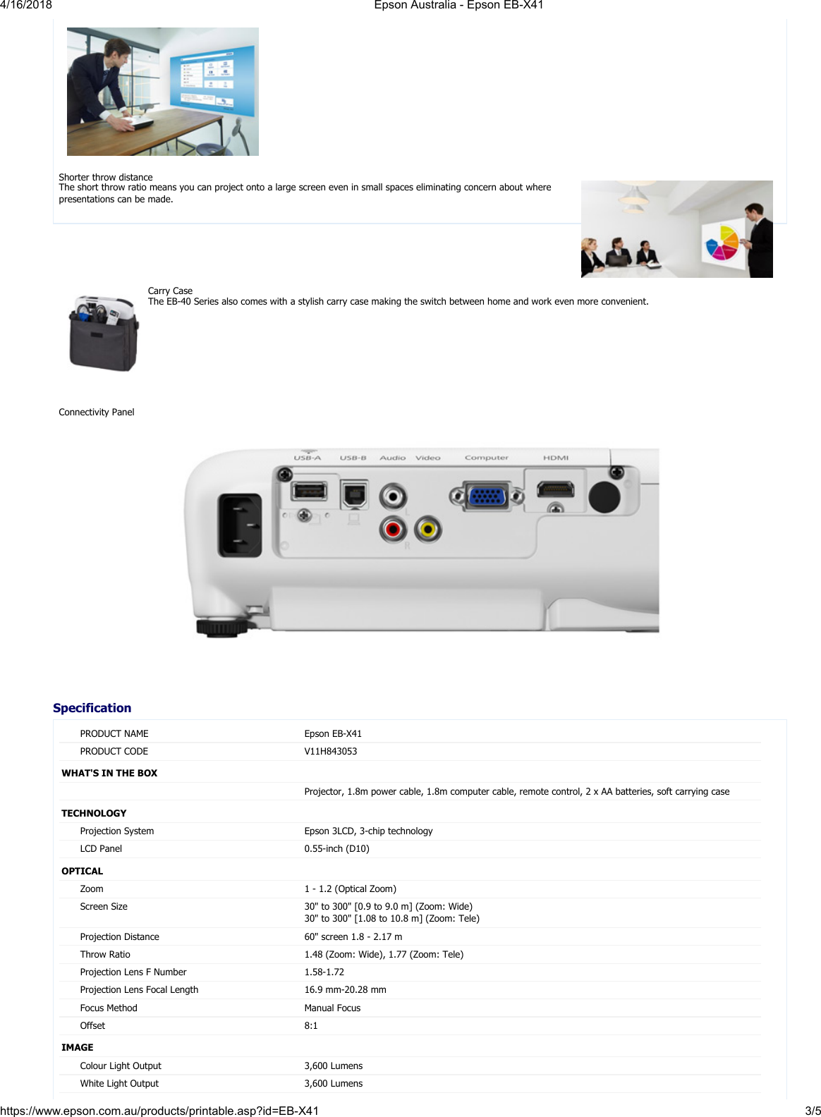 Page 3 of 5 - Epson-Australia-Epson-EB-X41