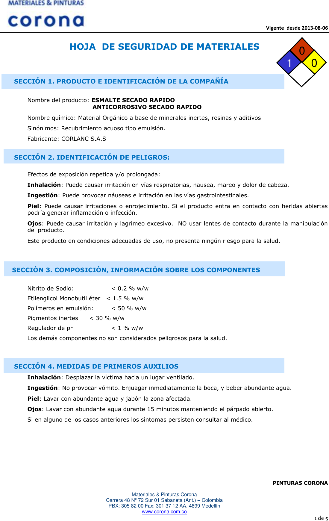 Actualizar 122 Images Ficha De Seguridad De Pintura Esmalte Viaterramx 0237