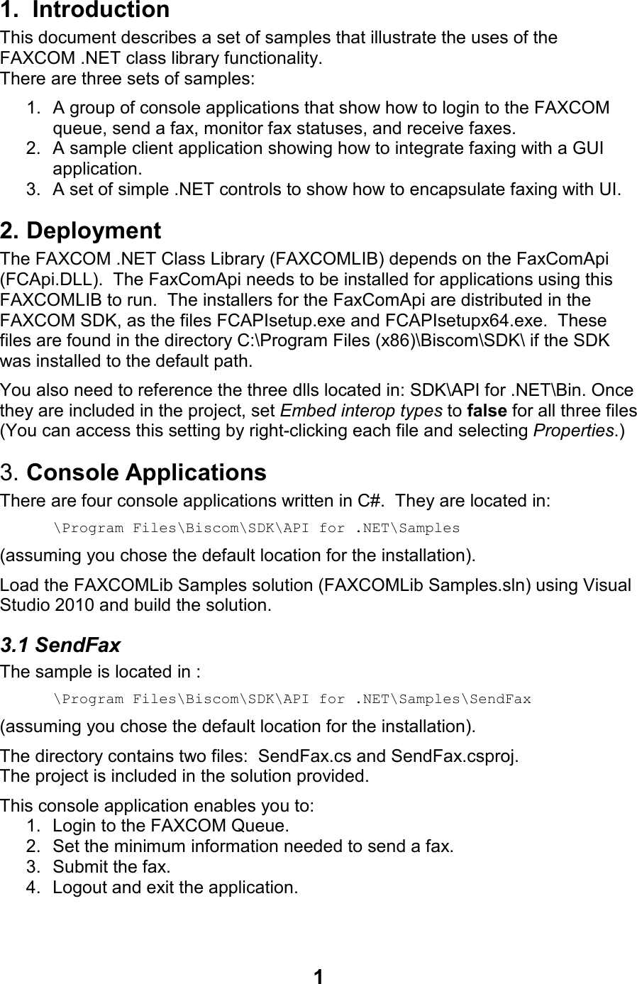 Page 4 of 10 - FAXCOM FAXCOMLib Samples Guide