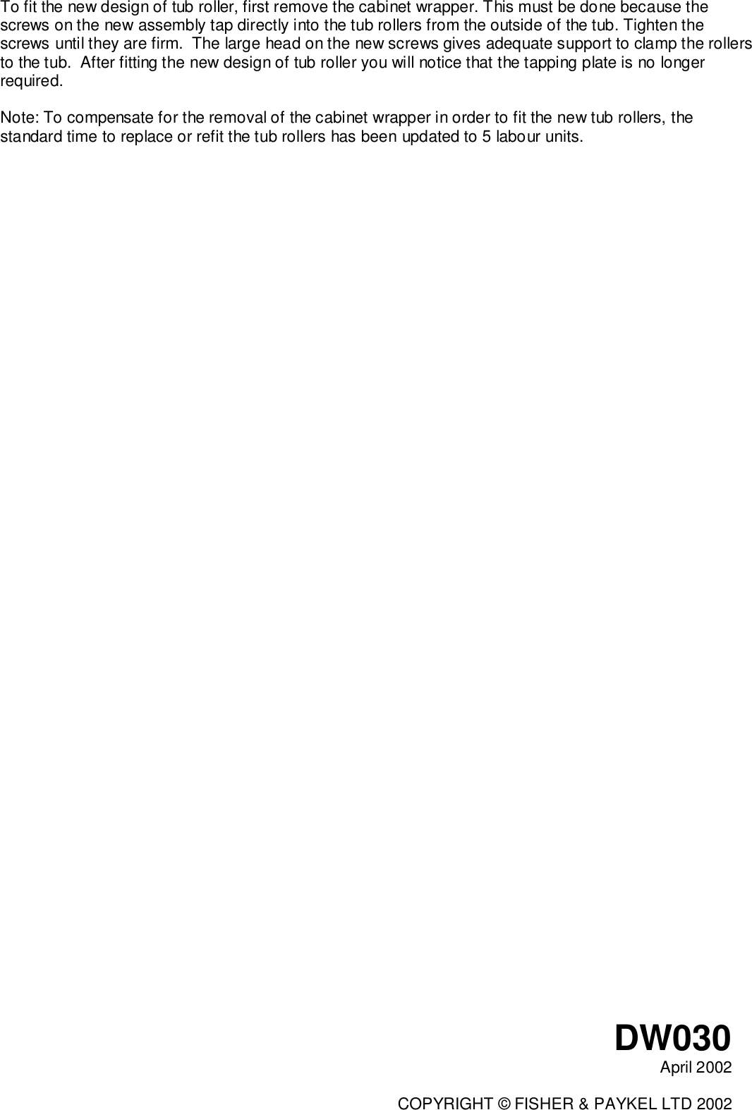 Page 5 of 5 - Dishwasher Bulletin DW030  Fisher & Paykel Dish Drawer DD602