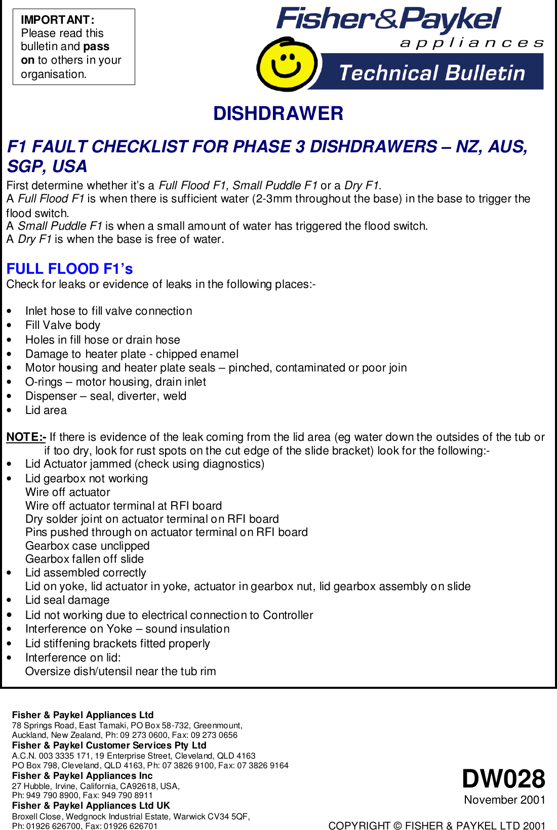 fisher and paykel dishdrawer f1