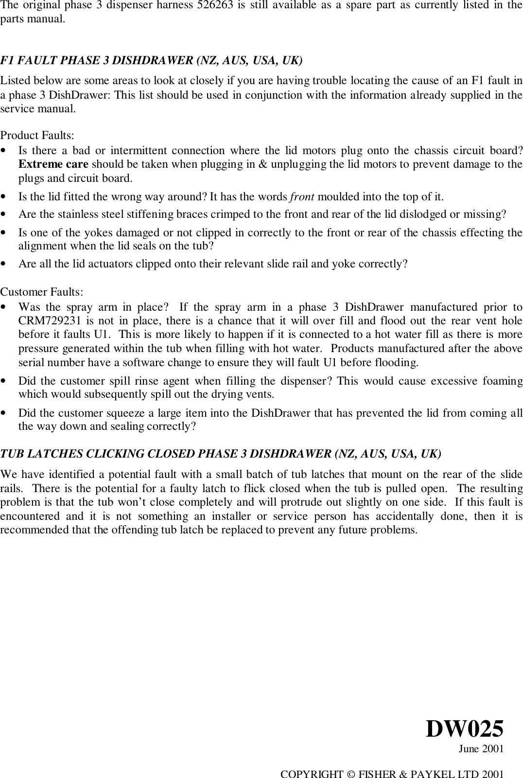 Page 2 of 4 - Tbdw025  Fisher & Paykel Dishwashers DW025