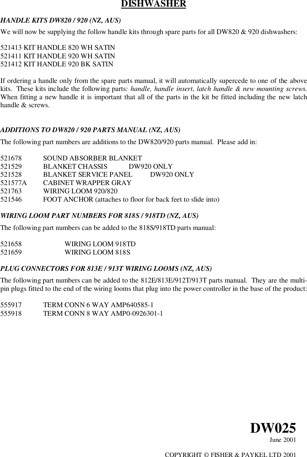 Page 4 of 4 - Tbdw025  Fisher & Paykel Dishwashers DW025