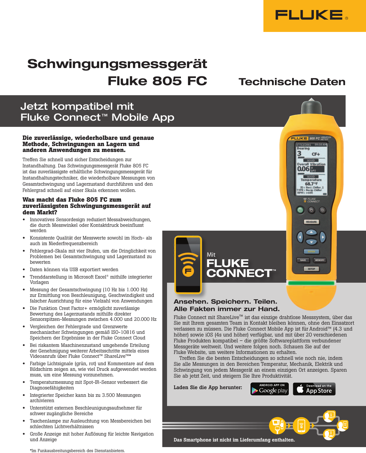 Fluke 805 Vibration Meter Fluke805 Datenblatt