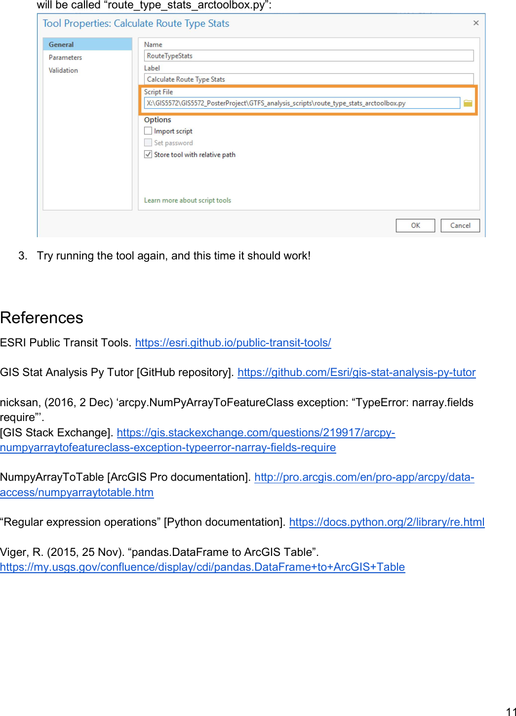 Page 11 of 11 - Exercise 04 - Python Script GTFS Analysis Scripts Instructions