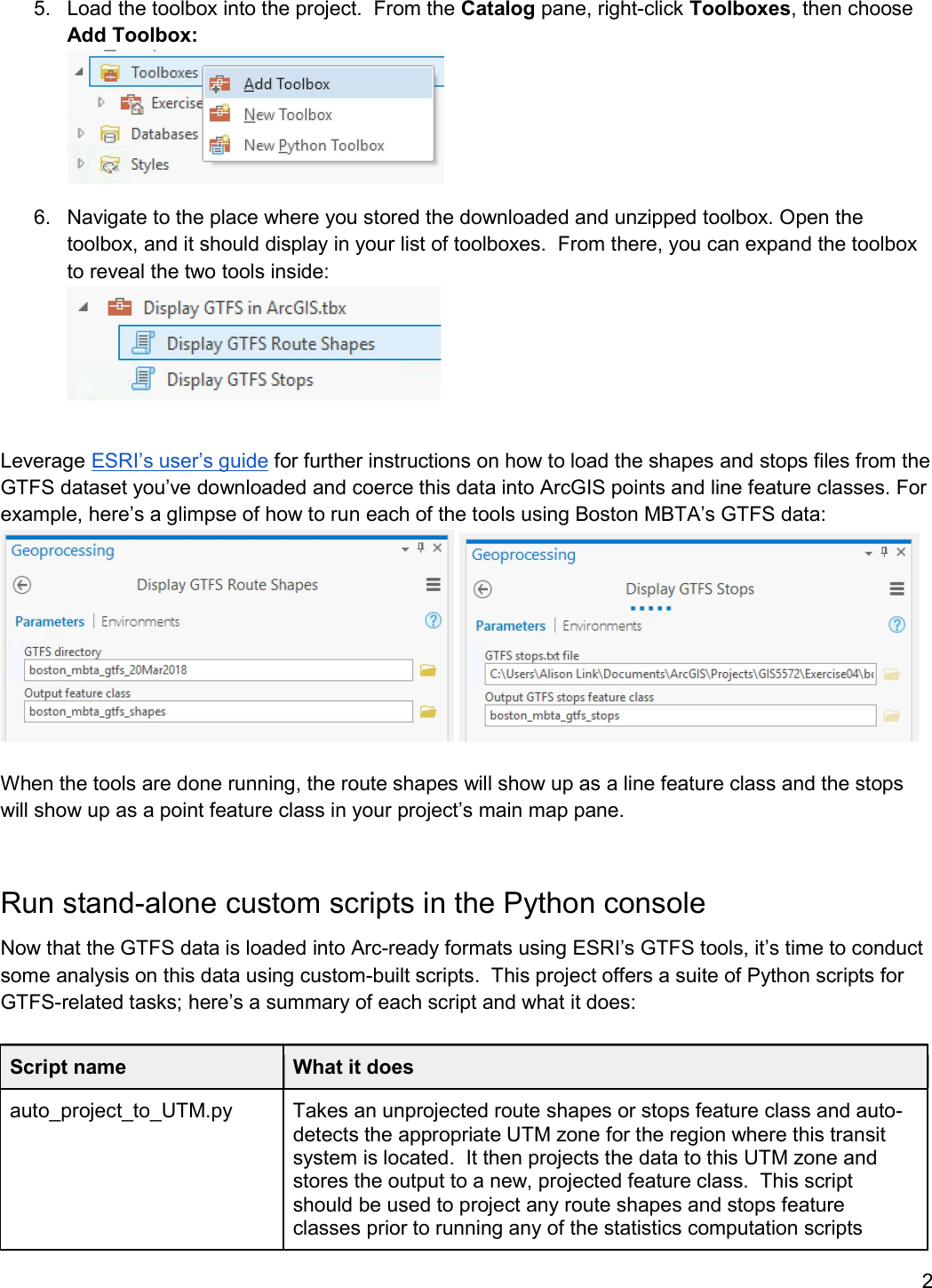 Page 2 of 11 - Exercise 04 - Python Script GTFS Analysis Scripts Instructions