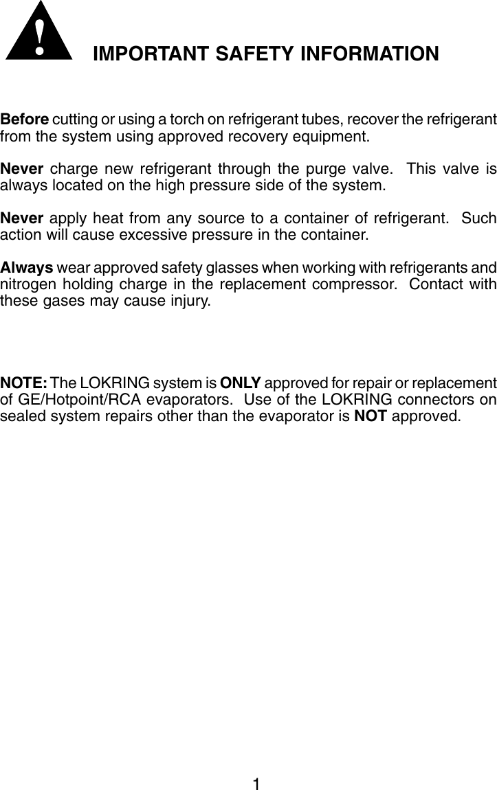 Page 2 of 8 - LokRing  GE - Refrigeration Lok Ring Manual 31-9067
