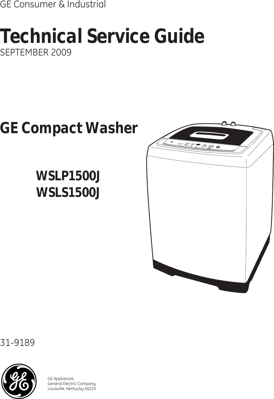 GE Washer Compact WSLP1500 WSLS1500 31 9189