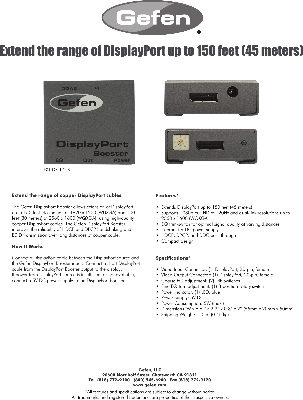 Page 1 of 1 - Gefextdp141B EXT-DP-141B User Manual
