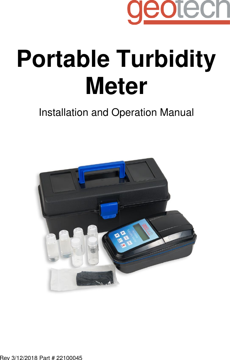 Geotech Portable Turbidity Meter Installation And Operation Manual