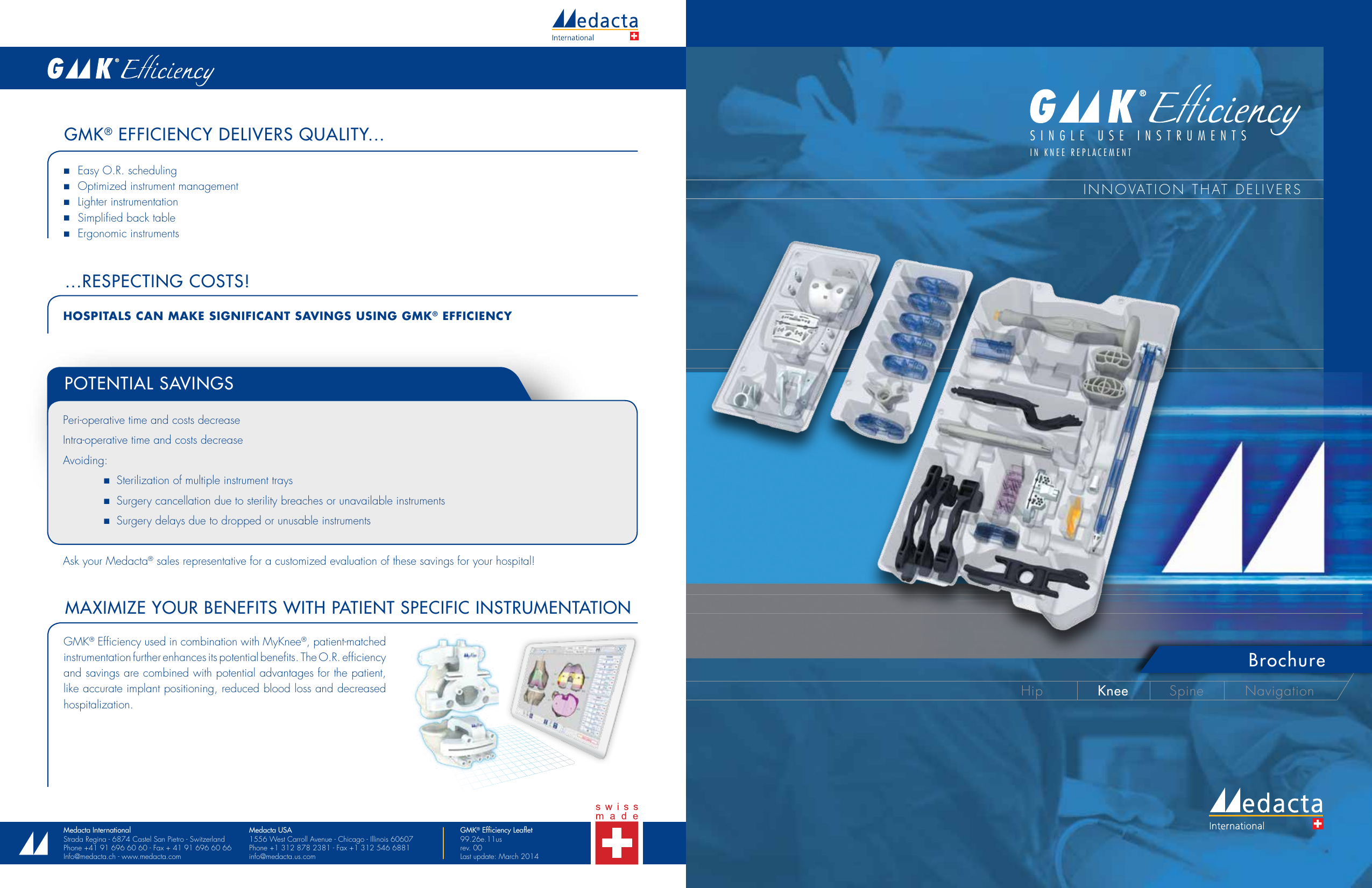 Page 1 of 2 - GMK Efficiency Single Use Instruments In Knee Replacement Brochure