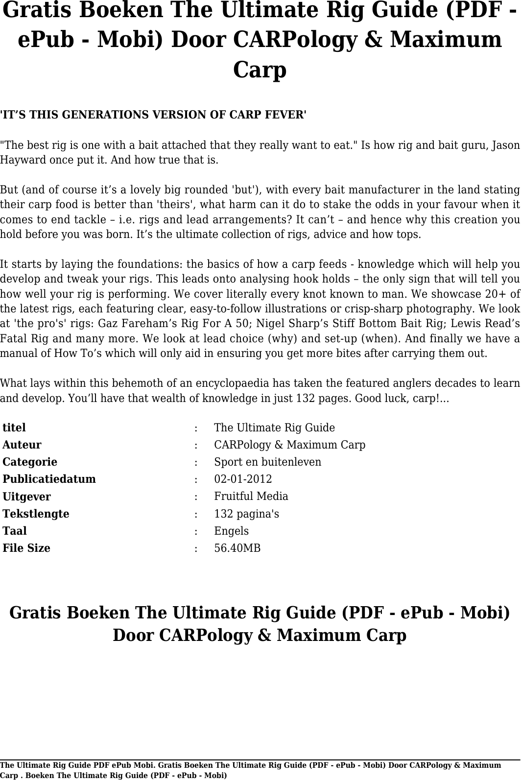 Page 2 of 11 - Gratis Boeken The Ultimate Rig Guide Van CARPology & Maximum Carp(PDF - EPub Mobi) (PDF E Pub Door Carp