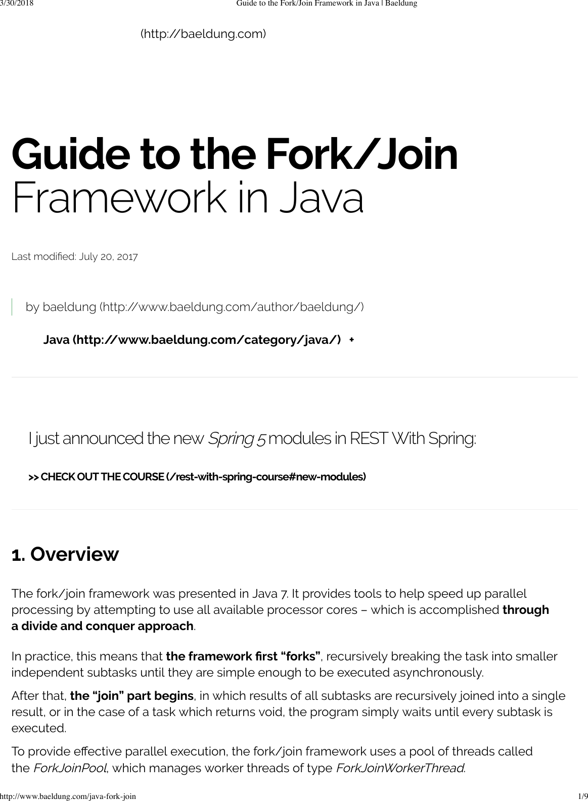 Page 1 of 6 - Guide To The Fork Join Framework In Java  Baeldung