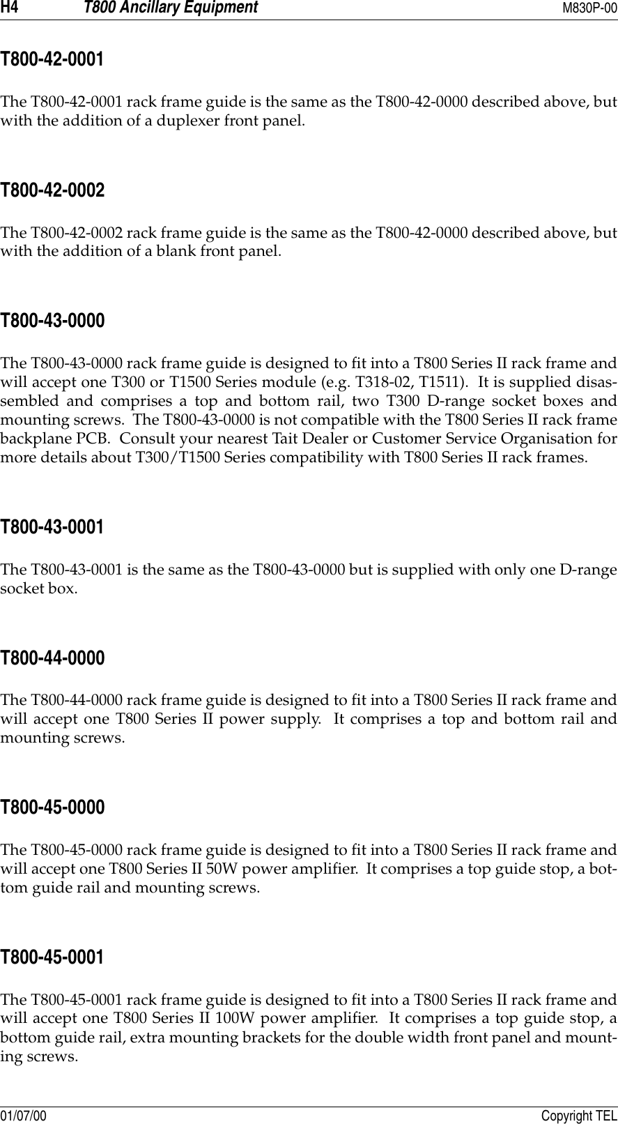 Page 4 of 8 - T800/T800 SERIES 2 MANUALS/Paging/M830P-00-1A0/H1-H8 H1-H8