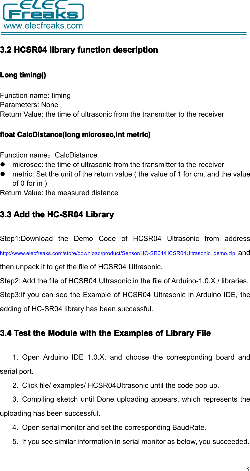 Page 5 of 6 - 超声波介绍 HC-SR04 Ultrasonic Module User Guide