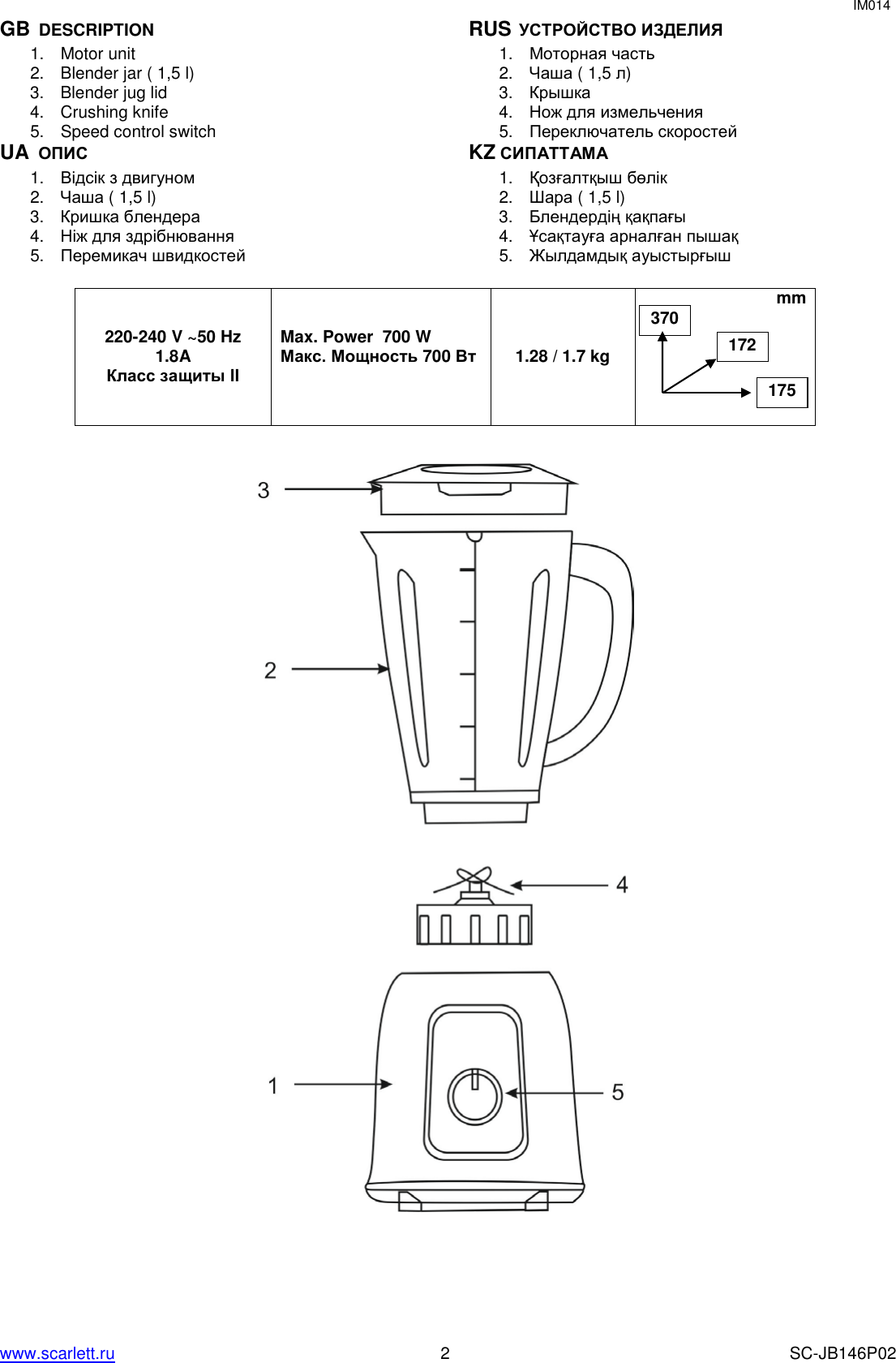 SAFETY PRECAUTIONS FOR YOUR FOOD PROCESSOR Instruction