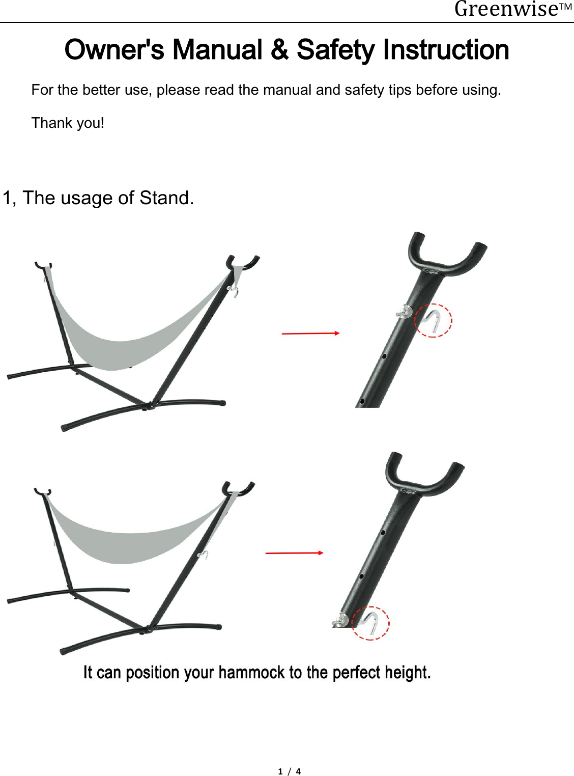 Page 1 of 4 - Instruction Of Hammock