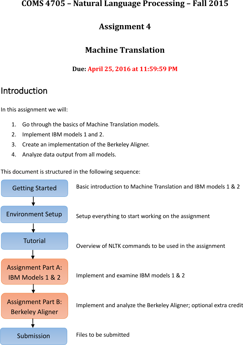 Page 1 of 9 - COMS 4705 – Natural Language Processing Spring 2015 Instructions