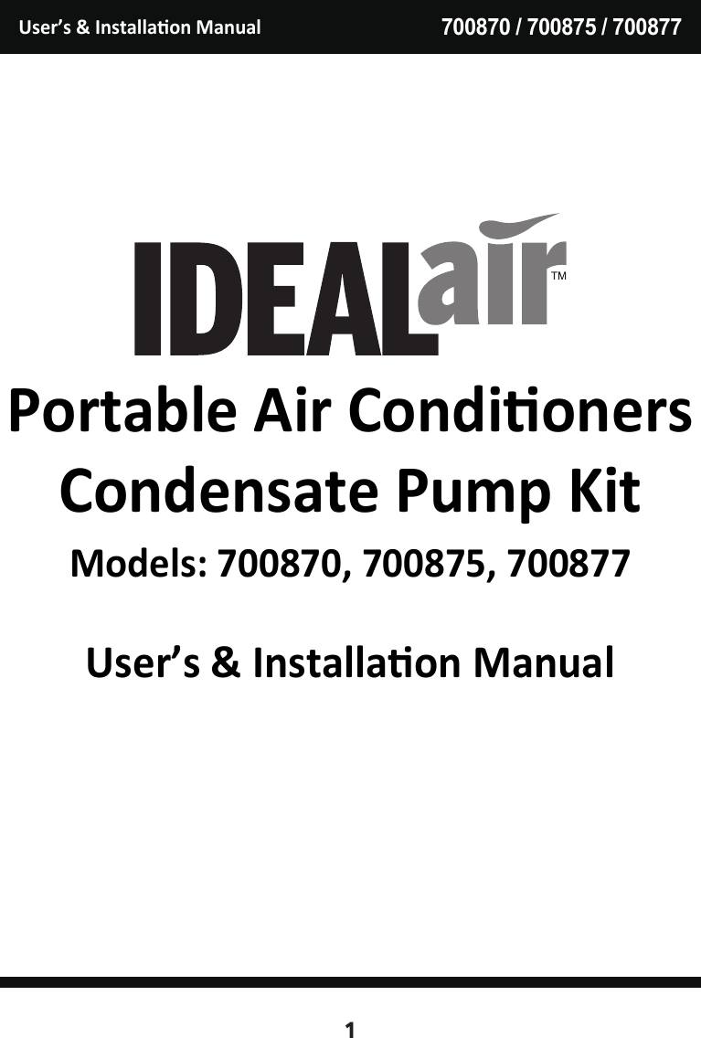 Page 1 of 5 - XPC_01  Instructions Condensate-Pump-Kit