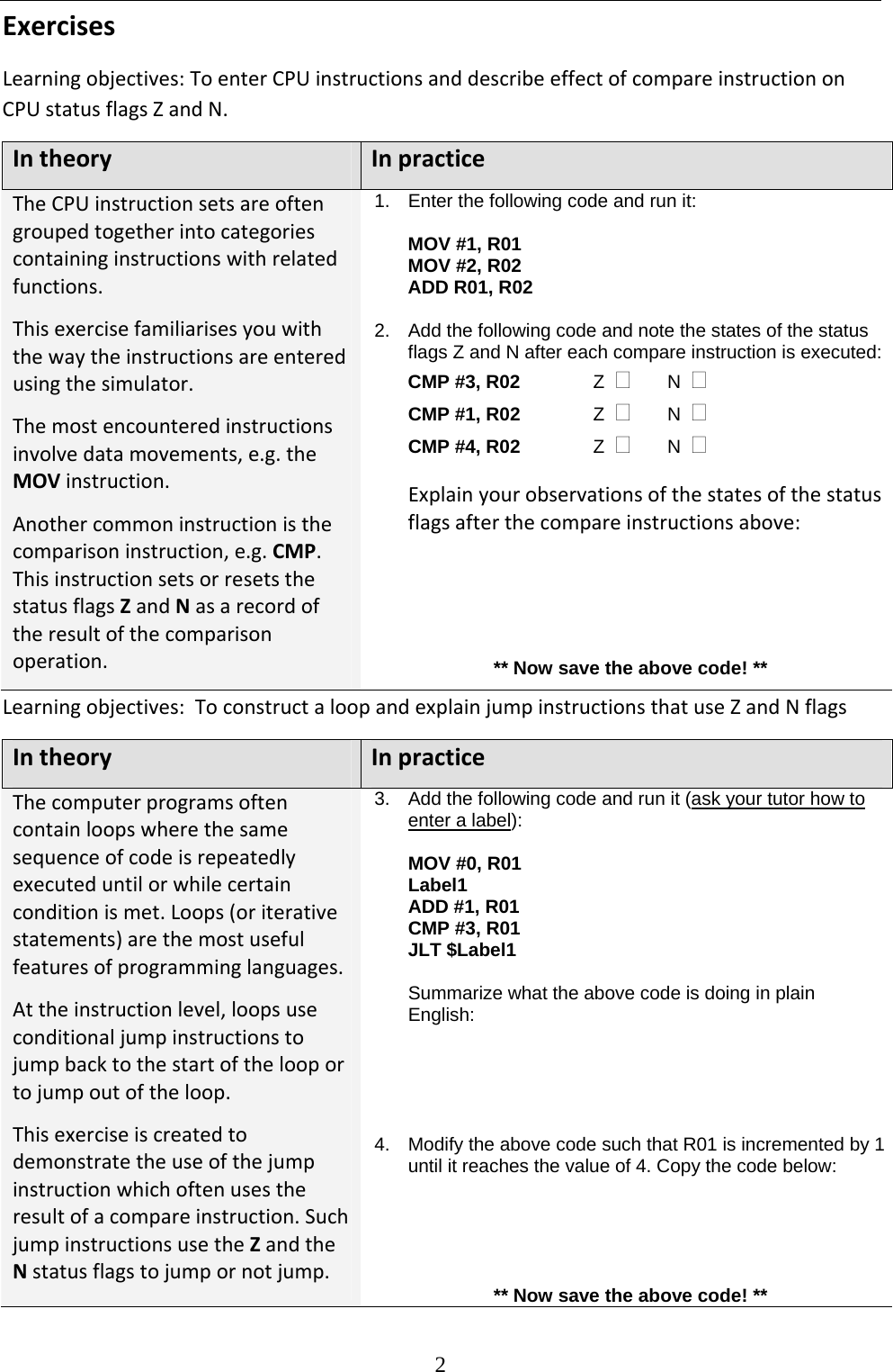 Page 2 of 4 - 1 Investigating CPU Instructions