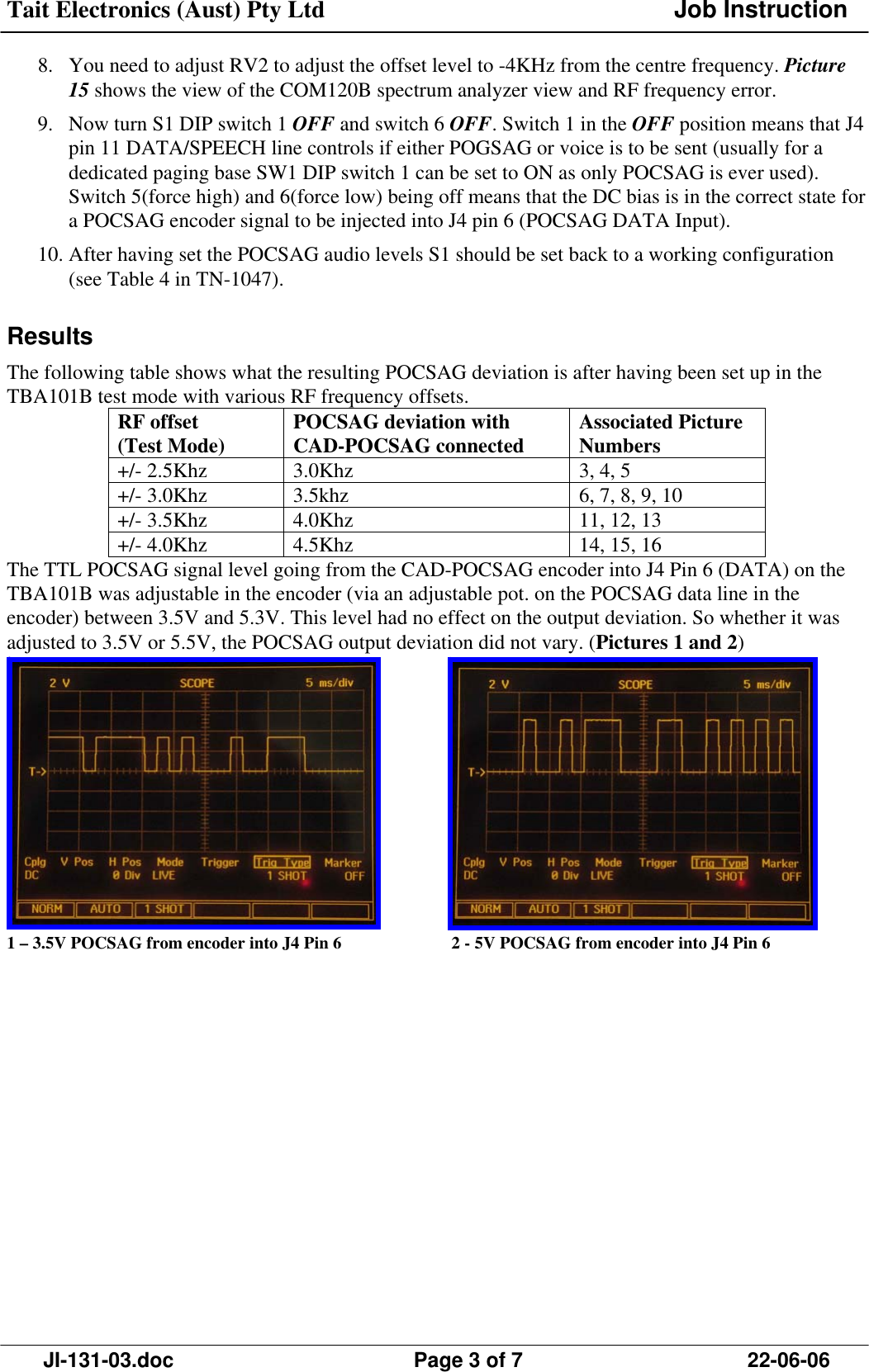 Page 3 of 7 - JI-131-03 TB8100 Tech Notes/Job Instructions/JI-131-03 POCSAG Paging Setup Guide
