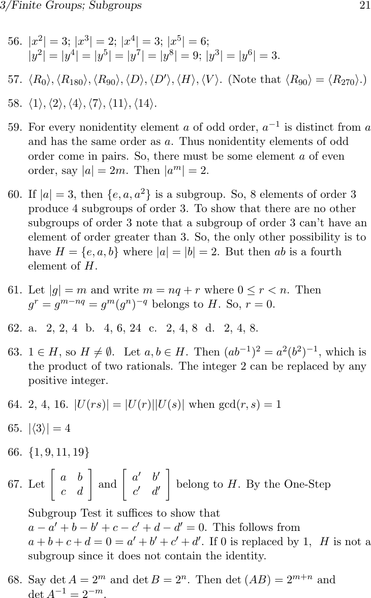 Joseph Gallian Solutions Manual To Contemporary Abstract Algebra 12