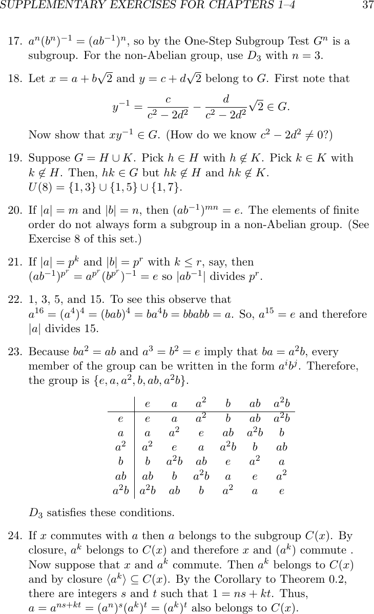 Joseph Gallian Solutions Manual To Contemporary Abstract Algebra 12