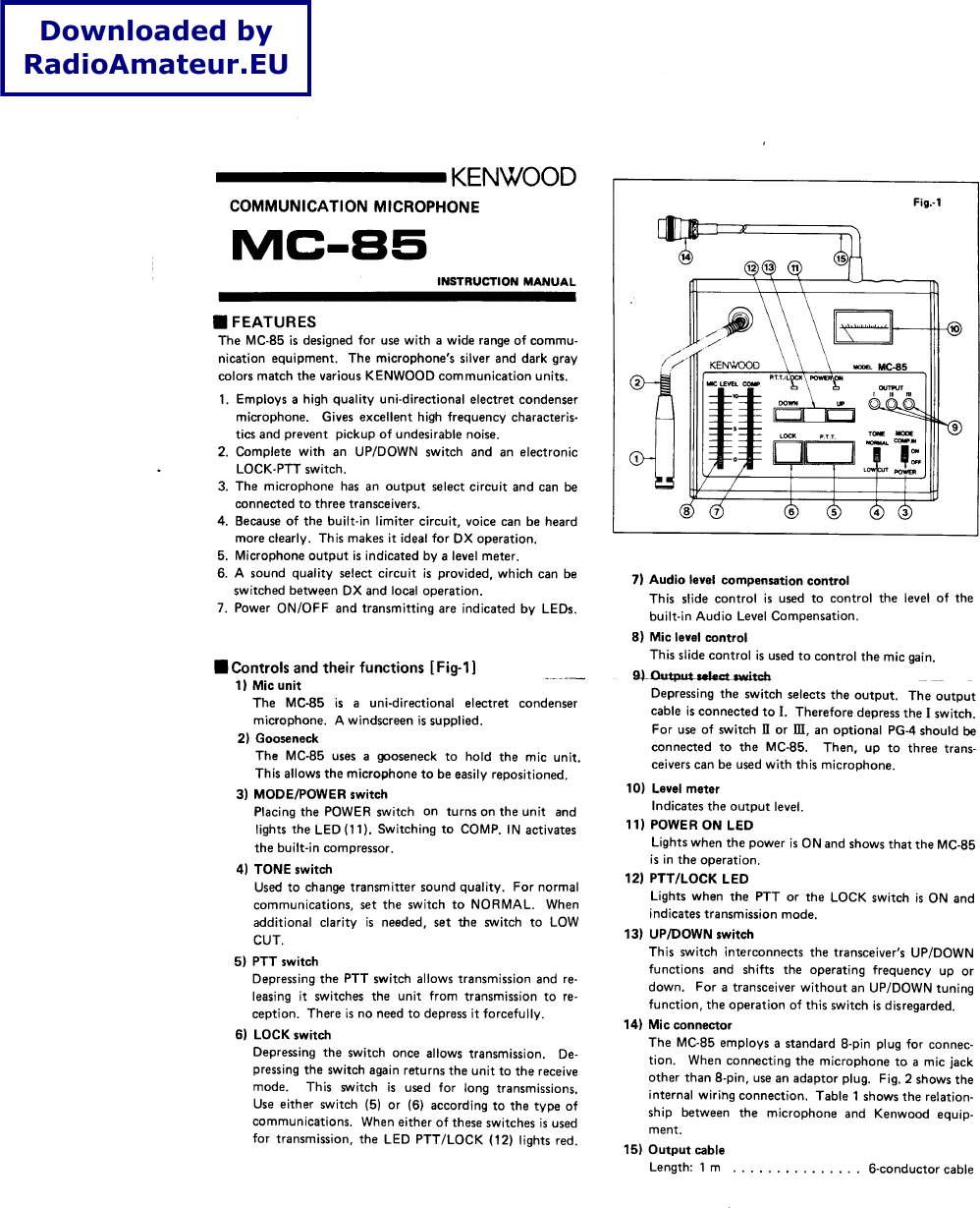 Page 1 of 4 - Kenwood - MC-85 Desk Microphone KENWOOD--MC-85-mic-User+sch KENWOOD--MC-85-mic-User Sch